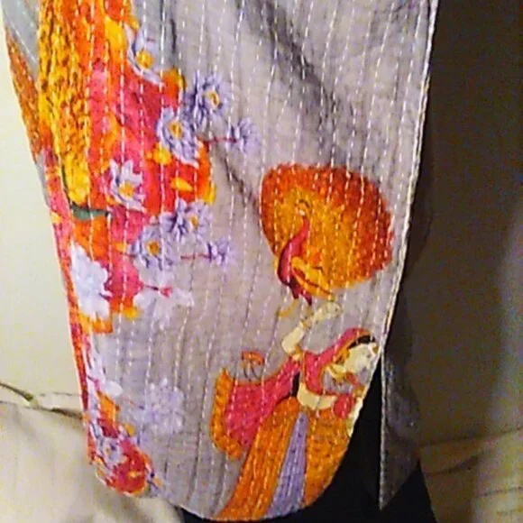 Kantha "Free Spirit" Long Kimono Reversible XL & Under Peacocks Handmade New - Picture 6 of 16
